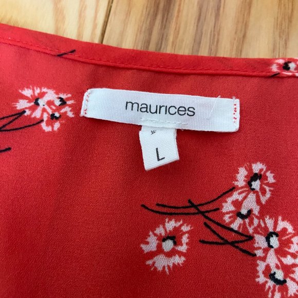 Maurices Orange Floral Zipper Sleeveless Top Size Large - Picture 6 of 8